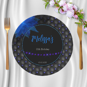 Assiettes En Carton Anniversaire gothique noir et bleu