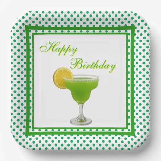Assiettes En Carton Anniversaire Green Margarita (Recto)