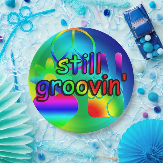 Assiettes En Carton Anniversaire Hippie Toujours Grovin Plaques de fêt (Fête)