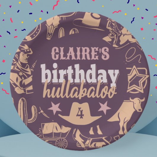 Assiettes En Carton "Anniversaire Hullabaloo" Western Cowboy Party
