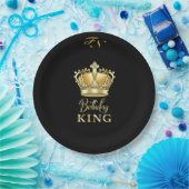 Assiettes En Carton Anniversaire King Gold Couronne Royal Monogramme L (Fête)