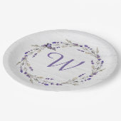 Assiettes En Carton Anniversaire Lavender Wreath Monogramme (Angle)