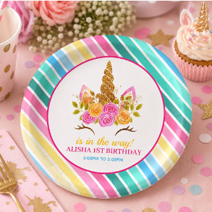 Assiettes En Carton Anniversaire Licorne 1er Anniversaire