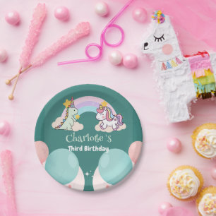 Assiettes En Carton Anniversaire licorne dinosaure mignon ballon arc-e