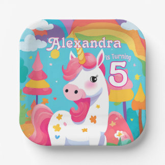 Assiettes En Carton Anniversaire licorne rose vif mignon