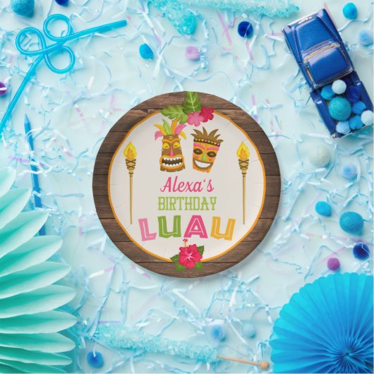 Assiettes En Carton Anniversaire Luau - Plaque en papier (Fête)
