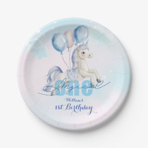Assiettes En Carton Anniversaire Magique de Licorne 1 an