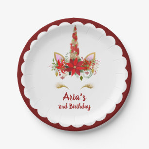 Assiettes En Carton Anniversaire magique personnalisé de licorne de