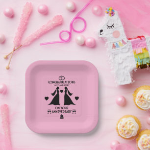 Assiettes En Carton Anniversaire Mariage des filles gays