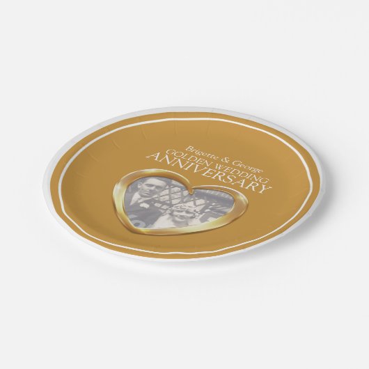 Assiettes En Carton Anniversaire Mariage d'or photo plaque de papier c (Angle)