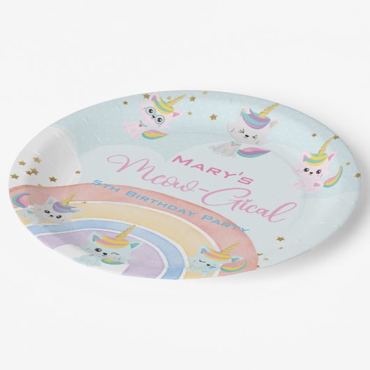 Assiettes En Carton Anniversaire Meow-Gical Caticorn (Angle)