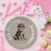 Assiettes En Carton anniversaire mignon chat en déguisement écossais (Fête)