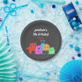 Assiettes En Carton Anniversaire mignon de monstre (Fête)