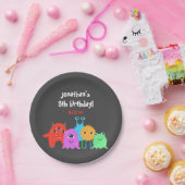 Assiettes En Carton Anniversaire mignon de monstre (Fête)