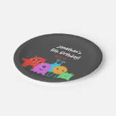 Assiettes En Carton Anniversaire mignon de monstre (Angle)