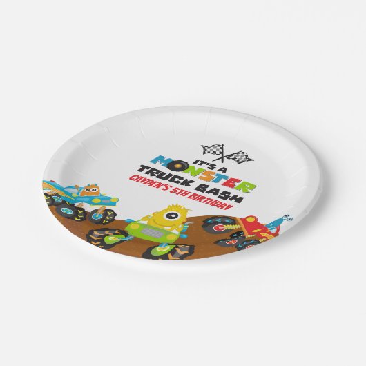 Assiettes En Carton Anniversaire Monster Truck (Angle)