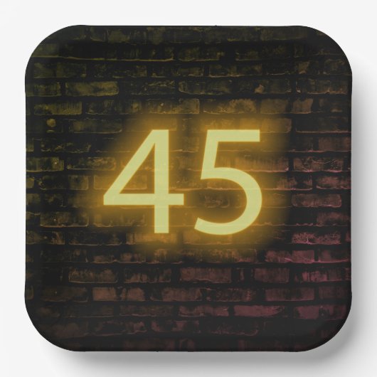 Assiettes En Carton Anniversaire Neon 45 Connexion mur en briques (Recto)