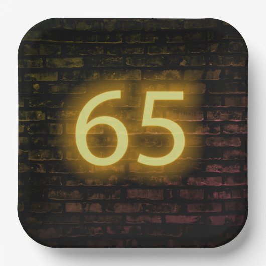 Assiettes En Carton Anniversaire Neon 65 Connexion mur en briques (Recto)