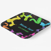 ASSIETTES EN CARTON ANNIVERSAIRE NEON ANIMAUX BALLONS PLAQUES DE PAPIE (Angulaire)