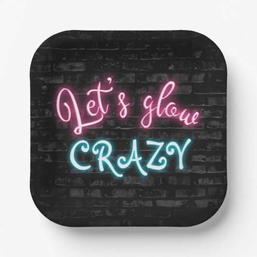 Assiettes En Carton Anniversaire Neon Glow Sign on Brick (Recto)
