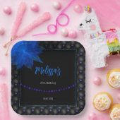 Assiettes En Carton Anniversaire noir et bleu élégant (Fête)