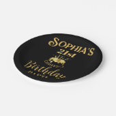 Assiettes En Carton Anniversaire noir et or personnalisé (Angle)