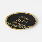 Assiettes En Carton Anniversaire noir or musique notes nom (Angle)