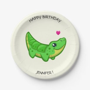 Assiettes En Carton Anniversaire nommé de crocodile de kawaii de