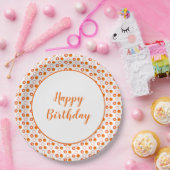 Assiettes En Carton Anniversaire orange et blanc moderne (Fête)