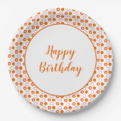 Assiettes En Carton Anniversaire orange et blanc moderne (Devant)