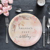 Assiettes En Carton Anniversaire pampas herbe blush rose papillons d'o