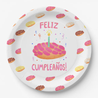 Assiettes En Carton Anniversaire Pan Dulce Concha en espagnol