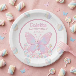 Assiettes En Carton Anniversaire Papillon Fraise Rose