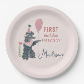 Assiettes En Carton Anniversaire Paw-ty mignon chiot chien (Devant)