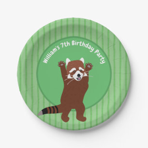 Assiettes En Carton Anniversaire personnalisé Cute Red Panda
