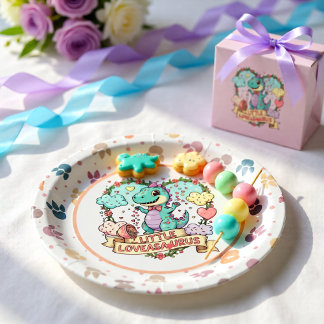 Assiettes En Carton Anniversaire personnalisé de Dino mignon