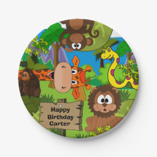 Assiettes En Carton Anniversaire personnalisé de jungle