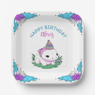 Assiettes En Carton Anniversaire Personnalisé Fille Axolotl Thème