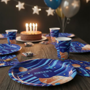 Assiettes En Carton Anniversaire personnalisé Galaxie Espace