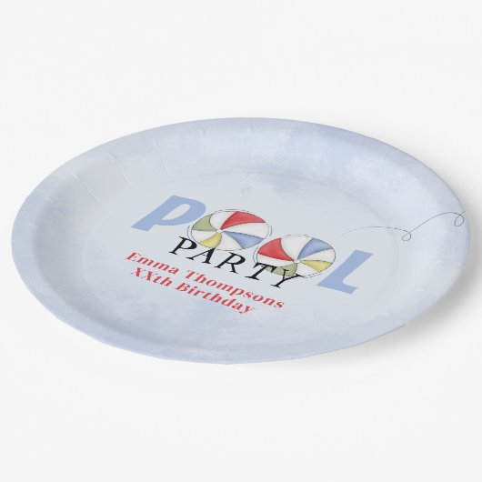 Assiettes En Carton Anniversaire Piscine Fun Été Plaisir Plage Balls (Angle)