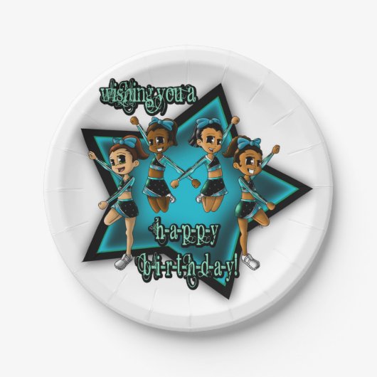 Assiettes En Carton Anniversaire pom-pom girl (Devant)