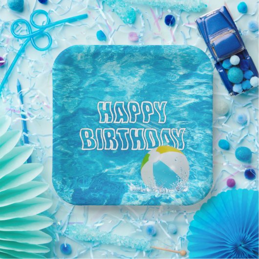 Assiettes En Carton Anniversaire Pool Party Fun (Fête)