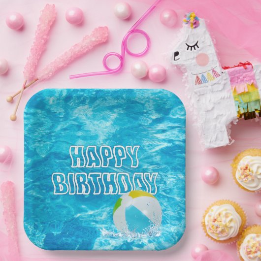 Assiettes En Carton Anniversaire Pool Party Fun (Fête)