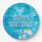 Assiettes En Carton Anniversaire Pool Party Fun Plaque papier (Devant)