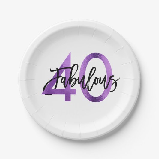 Assiettes En Carton Anniversaire pourpre élégant moderne fabuleux de | (Devant)
