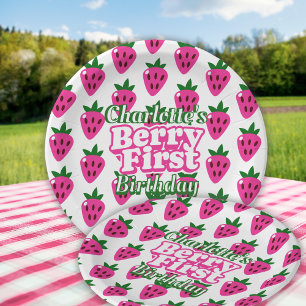Assiettes En Carton Anniversaire Premier Fraise Rose