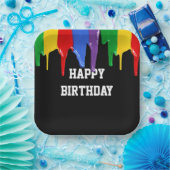 Assiettes En Carton Anniversaire Rainbow Peintures Drives (Fête)