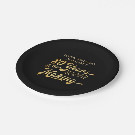 Assiettes En Carton Anniversaire rétrograde 80 ans dans la fabrication (Angle)