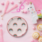 Assiettes En Carton Anniversaire rose Arc-en-ciel (Fête)