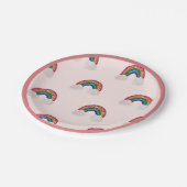 Assiettes En Carton Anniversaire rose Arc-en-ciel (Angle)